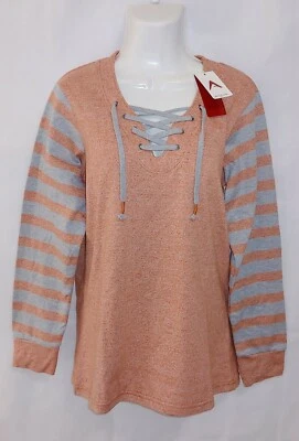 Antigua Women's Lace-Up Heathered Sweater shirt Ladies Pullover  Size Large NWT - Image 1 of 4