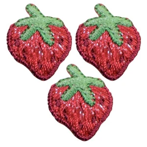 Mini Strawberry Applique Patch - Berry, Fruit Badge 1" (3-Pack, Iron on) - Picture 1 of 1