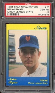1991 Star Nova Edition Baseball #20 Nolan Ryan Minor League Stats PSA 10