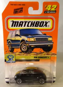 VINTAGE 1999 MATCHBOX BLACK VW CONCEPT #42 - NEW ON CARD - Picture 1 of 3