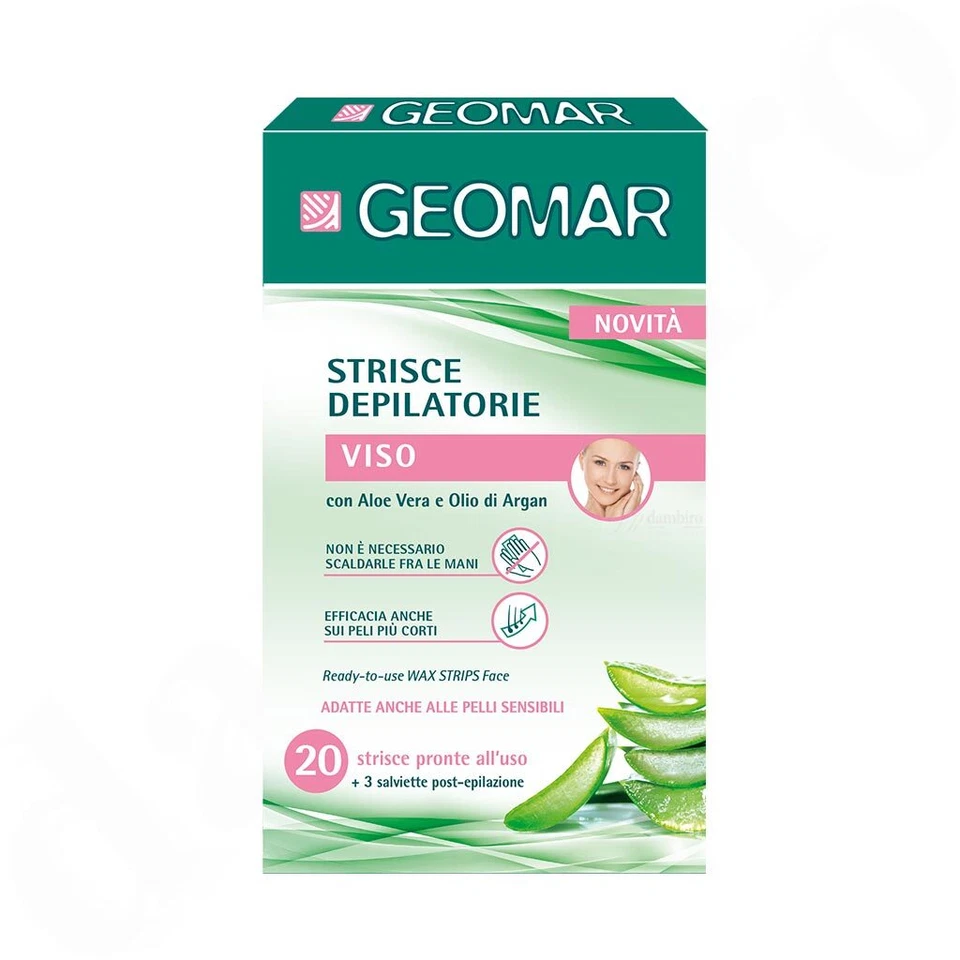 GEOMAR Wachsstreifen für Gesicht mit Aloe Vera und Arganöl 20 Stk.