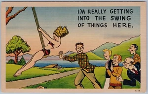 Postal de humor de lino arriesgado I'm Really Getting Into The Swing of Things Here - Imagen 1 de 2