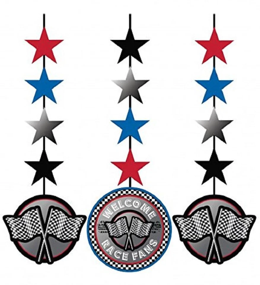 Racing Checkered Flag Race Car Sports Birthday Party Decoration Hanging Cutouts - Image 1 of 1