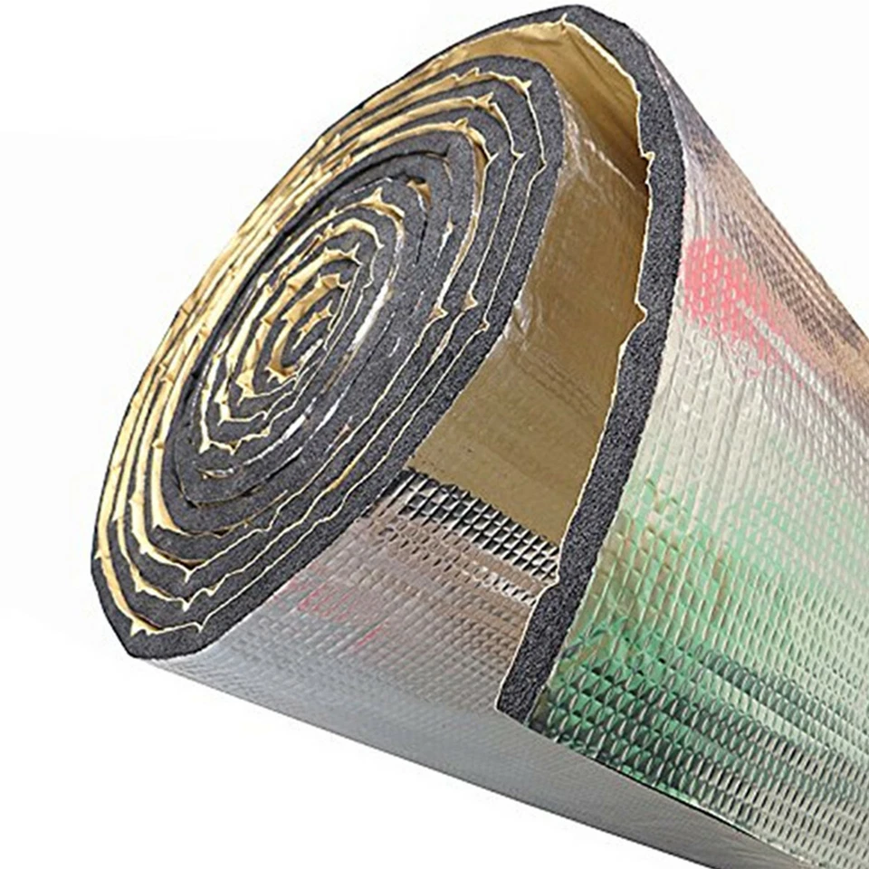 Alfombrilla para capó de motor de automóvil aislamiento térmico sonido cortafuegos almohadilla amortiguadora PE aluminio Foto 1 de 4