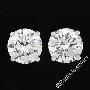 NEW Platinum 1.02ctw GIA Round Brilliant Diamond Martini 4 Prong Stud Earrings - Picture 1 of 7