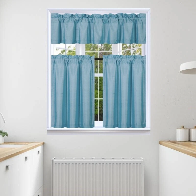 3PC KITCHEN TIER VALANCE SET SHORT PANEL LINED BACKING WINDOW CURTAIN BLACKOUT - Image 1 of 1