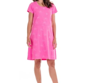 FRESH PRODUCE Small Cosmos PINK STARFISH $75 SADIE Jersey Cotton Dress NWT S - Picture 1 of 4
