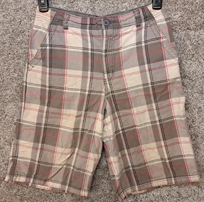 0508 - Faded Glory Size 18 Zinc Pink Grey White Plaid Shorts 100% Cotton - Image 1 of 4