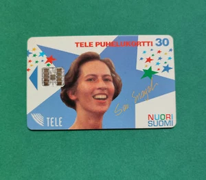 Finnish 30 MK Phonecard Chip Card Finland : Sari Essayah Nuori Suomi TELE 1995 - Picture 1 of 2
