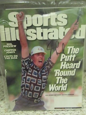Justin Leonard Firmado Automático 1999 Ryder Cup Sports Illustrated SI Newstand Copia Foto 1 de 3