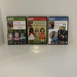 Lot Of 3 Sewing With Nancy Tutorial DVDs Mod Kid Style Doll Clothes Travel - Picture 1 of 7
