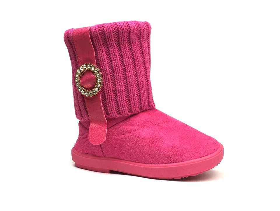 Nuevas Botas para Niños Pequeñas Niñas Lindas Estrás Imitación Piel Gamuza Tejer Zapatos-2023 Foto 1 de 1