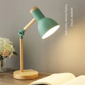 Schreibtischlampe Tischlampe Nachttischlampe Tischleuchte E27 LED Holz Bürolampe - Bild 1 von 18