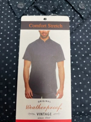 Weatherproof Men Woven Comfort Stretch Short Sleeve Button Down Shirt(BLUE,S)NWT - Image 1 of 2