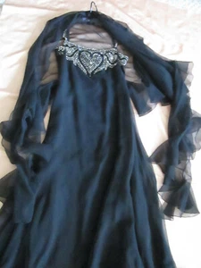 Rare MOLLIE PARNISS Gown RHINESTONE Bodice of HEARTS Chiffon Gown&Stole 6 - Picture 1 of 12