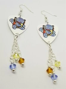 Orecchini Pokemon Squirtle Plettro Chitarra con Pendenti Cristallo Swarovski - Foto 1 di 4