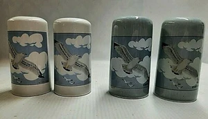 TWO Vintage Flying Seagull Salt & Pepper Shaker Sets Gray & White by A Gift Corp - Picture 1 of 7