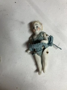 German Bisque Jointed Tiny Doll. 2.5" jointed arms/legs - Picture 1 of 3