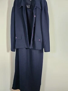 Jessica Howard Plus 2 Pc Dress Jacket Set - Navy Blue - SZ 22 - Picture 1 of 10