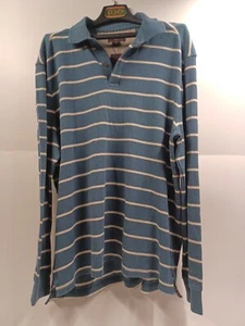 BLACK & BROWN Mens Turquoise Green Striped Soft 100% Cotton LS Polo Shirt NWT XL - Picture 1 of 7