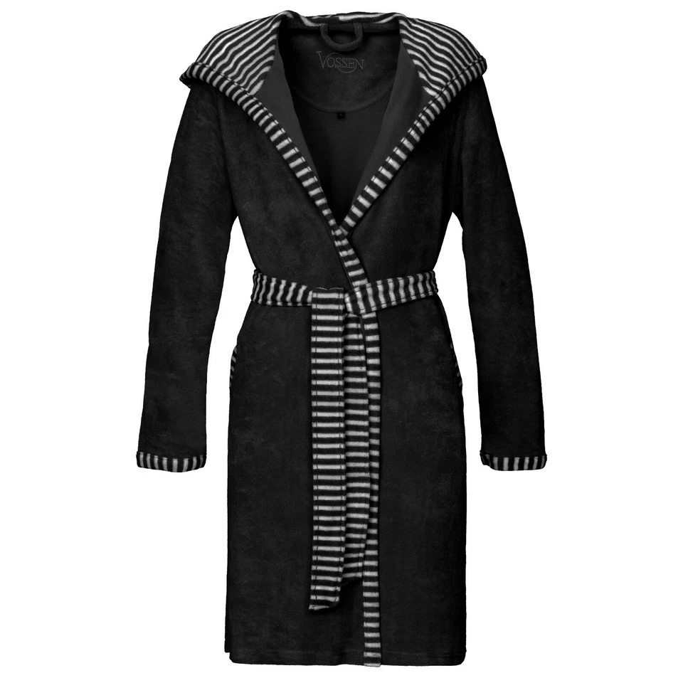 Vossen Bademantel JUNO mit Kapuze Damen Farbe schwarz 790 Größe M