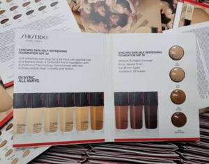 50 X SHISEIDO Synchro Skin Self-Refreshing 4 Shades Foundation Sample Card - Picture 1 of 2