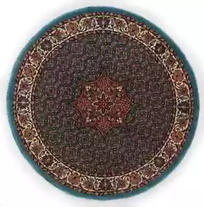 Handmade Oriental Round Rug Rare Teal Blue Floral Design Decor Carpet 4X4 ft - Picture 1 of 13