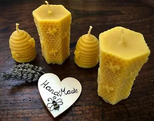 2 x Hexagonal 2x Beehive Beeswax Pillar Altar Table Church Classic Votive Candle - Picture 1 of 4