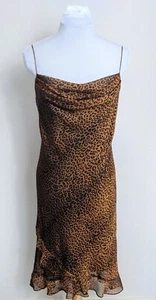 Jessica Howard Womens Spaghetti Strap Lined Leopard Print Ruffle Dress - Size 8 - Picture 1 of 13