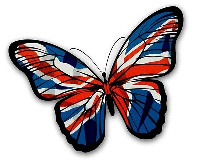 STICKER LICKER Beautiful Butterfly Design With British Union Jack Flag vinyl car sticker decal