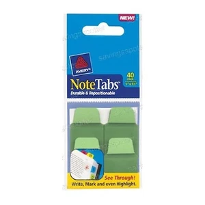 Avery 1 x 1-1/2 Mini Note Tabs Index Ultra Notetabs Cool Green 40Pk - Picture 1 of 1