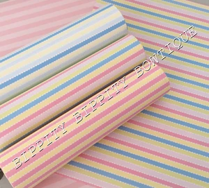 GORGEOUS "SOFT SUMMER STRIPE" PASTEL PRINTED FABRIC SHEET..HAIR BOWS - Picture 1 of 15