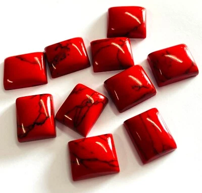 Cabujón trasero plano cuadrado rectángulo howlita rojo natural al por mayor piedras preciosas Foto 1 de 4