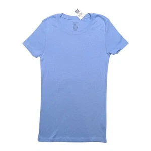 GAP Cotton T-shirt Short Sleeve Light Blue Crew Neck Women's Med - Picture 1 of 5