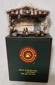 Boyds Bearstones #2479 THE ELFBEARY WORKSHOP, 5" high x 7" w/ 1.5" figurines - Picture 1 of 6