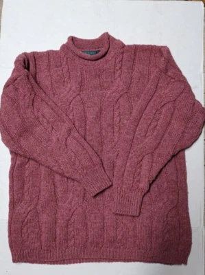 Gaeltarra Ireland Cable knit pullover swater Pink heather Rolled neck M unisex - Image 1 of 4