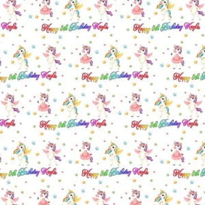 PAPEL DE ENVOLVER UNICORNIO PERSONALIZADO NIÑAS FELIZ CUMPLEAÑOS REGALO NOMBRE - Imagen 1 de 2
