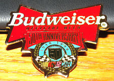 BUDWEISER OFFICIAL BEER OF NASCAR 50th ANNIVERSITY 1948-1998 PIN 