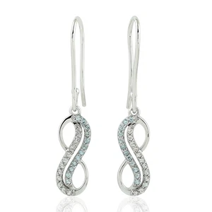 Sky Blue White Topaz Infinity Drop Earrings 925 Sterling Silver Dangle Jewelry - Picture 1 of 6