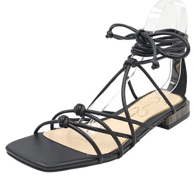 Jessica Simpson Women Chasca Ankle Wrap Flat Gladiator Sandals US 5.5M Black - Image 1 of 4