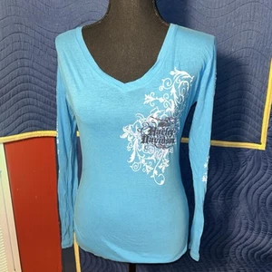 Harley Davidson Langarmshirt Damen Größe M Maui Hawaii Blau Sommer - Bild 1 von 8