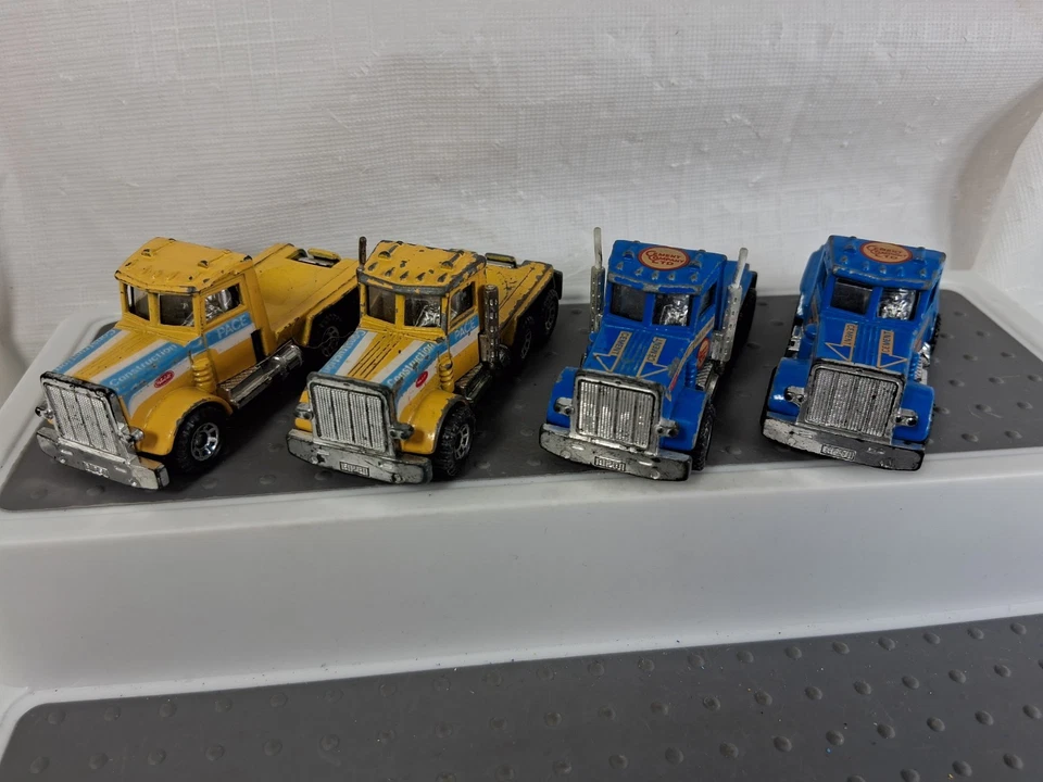 Matchbox Peterbilt Semi Cabs Blue Yellow Lot Of 4 Parts Restore Die Cast - Image 1 of 4