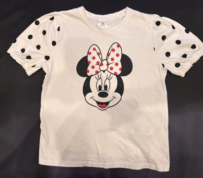 Girls Mini Mouse short sleeve shirt, Disney, vacation, large,polka dots/bows - Image 1 of 4