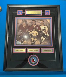 MAURICE RICHARD BELIVEAU LAFLEUR MONTREAL CANADIENS SIGNED AUTOGRAPH FRAMEWORTH - Picture 1 of 7