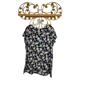 Camiseta J. Jill Pure Jill Cuello Redondo Elíptica Manga Corta Azul Marino Floral M - Imagen 1 de 4