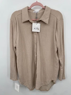 Camisa abotonada ondulada en blanco nueva con etiquetas color: hueso talla XL Foto 1 de 4