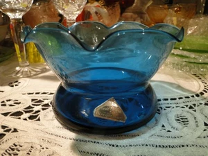 Morgantown Glas #9941 1/2 Vesta Flowerlite, Flower LIte, Pfau (türkis), Aufkleber - Bild 1 von 7