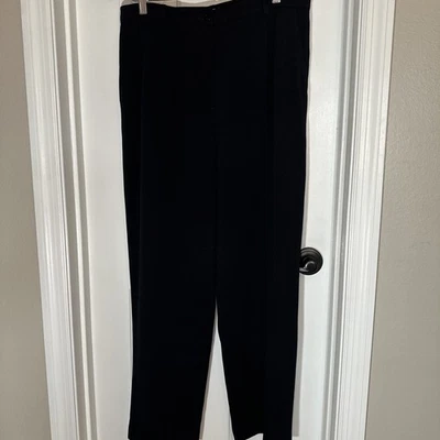 Pantalones de vestir GARFIELD & MARKS acanalados finos frente plano negros bolsillos talla 14 Foto 1 de 4