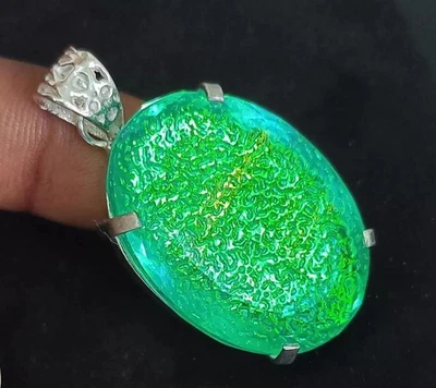 Ciondolo in argento massiccio 925 doppio opale di fuoco monarca ovale 80 ct... - Immagine 1 di 4