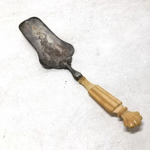 Antigua espátula de pastel de plata maciza 13 (812) con mango de hueso Alemania antes de 1886  - Imagen 1 de 5